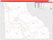 Big Horn County Wall Map Red Line Style